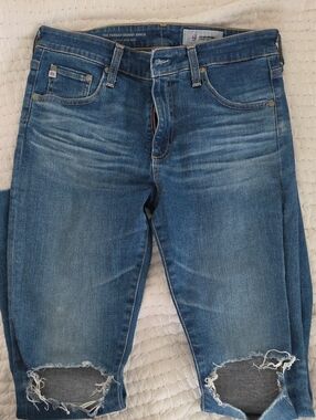 Ag Adriano Goldschmied Women's Skinny Distressed Blue Jeans